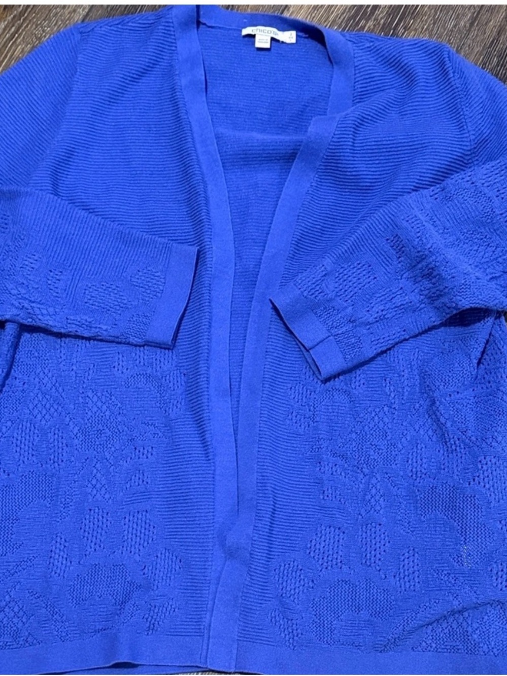 Chico’s large Women's Royal Blue Knit Cardigan